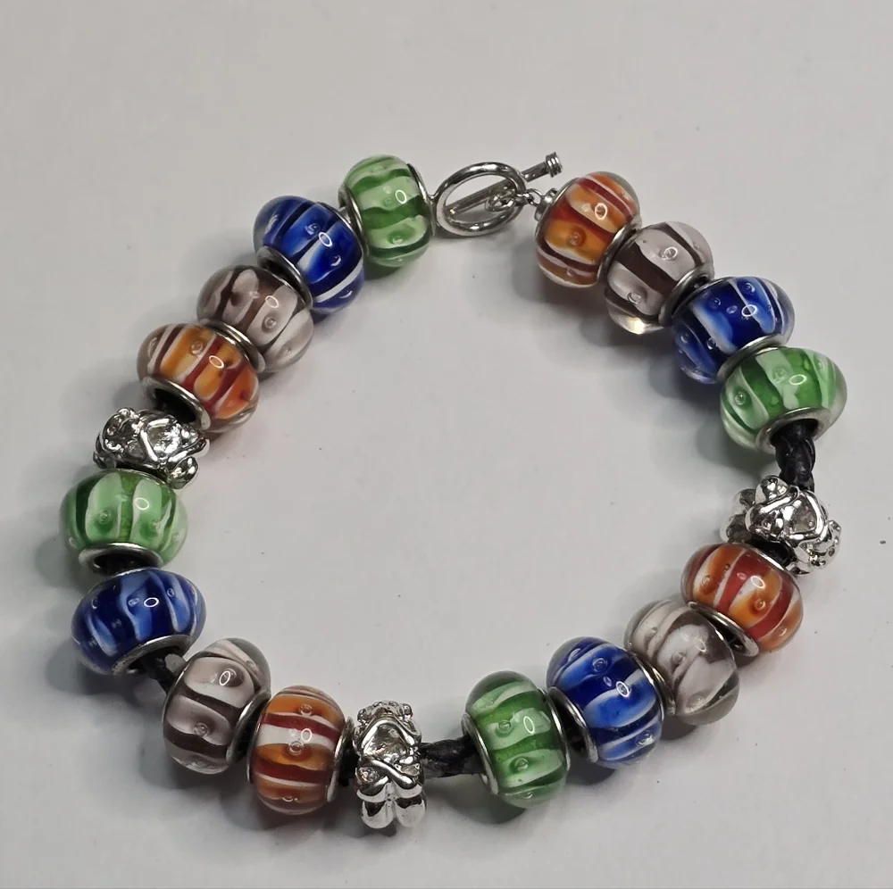 Treska Men's Large‎ Multicolor Beaded Charm Bracelet